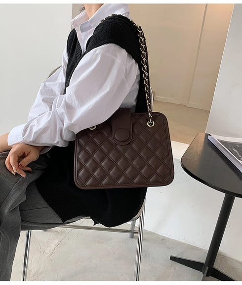 Argyle Pu Leather Flap Crossbody Shoulder Bag